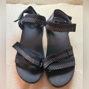 Dansko Womens Black and Gray Striped Sandals 38 USA 8